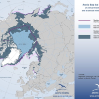Arctic Sea Ice, Winter and Summer (2015), and Median Lines